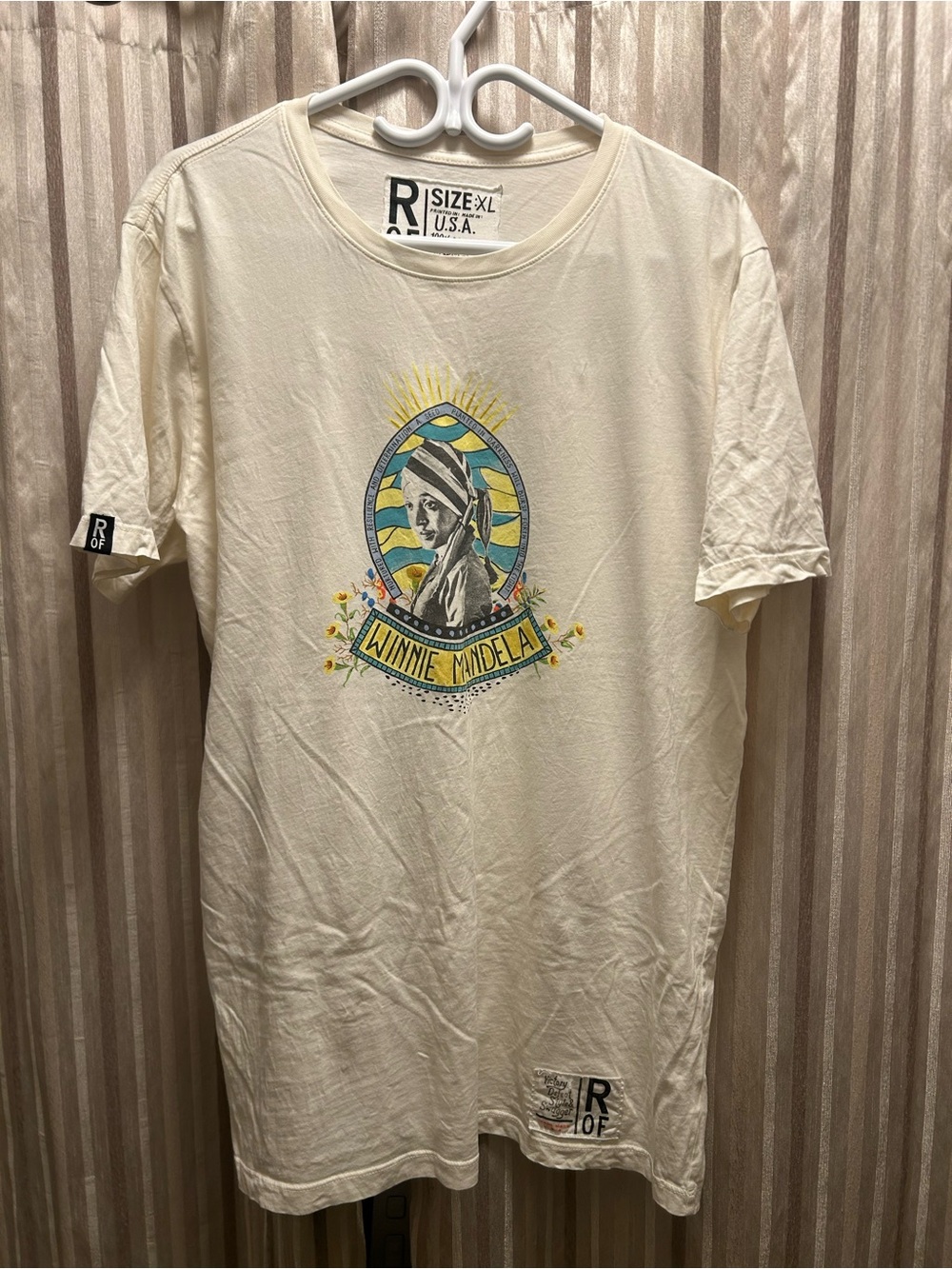 Winnie Mandela Roots of Fight T-Shirt - Cream, Men’s XL